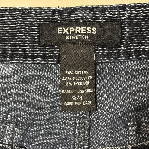 Express Stretch Navy Corduroy Pants Womens 3/4 Inseam 32 Straight Leg Ankle Slit - Picture 7 of 13